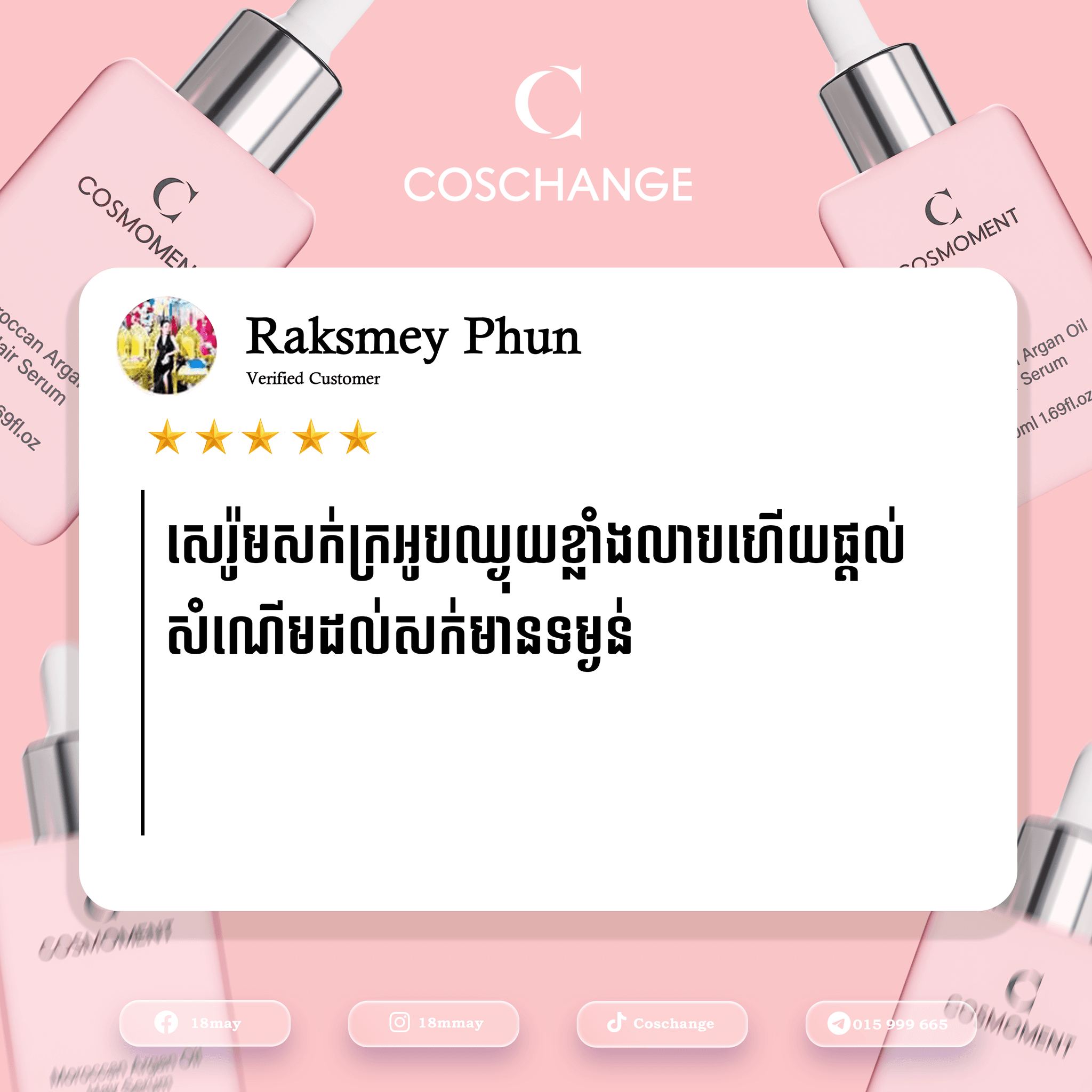 Customer review with 5 stars and testimonial